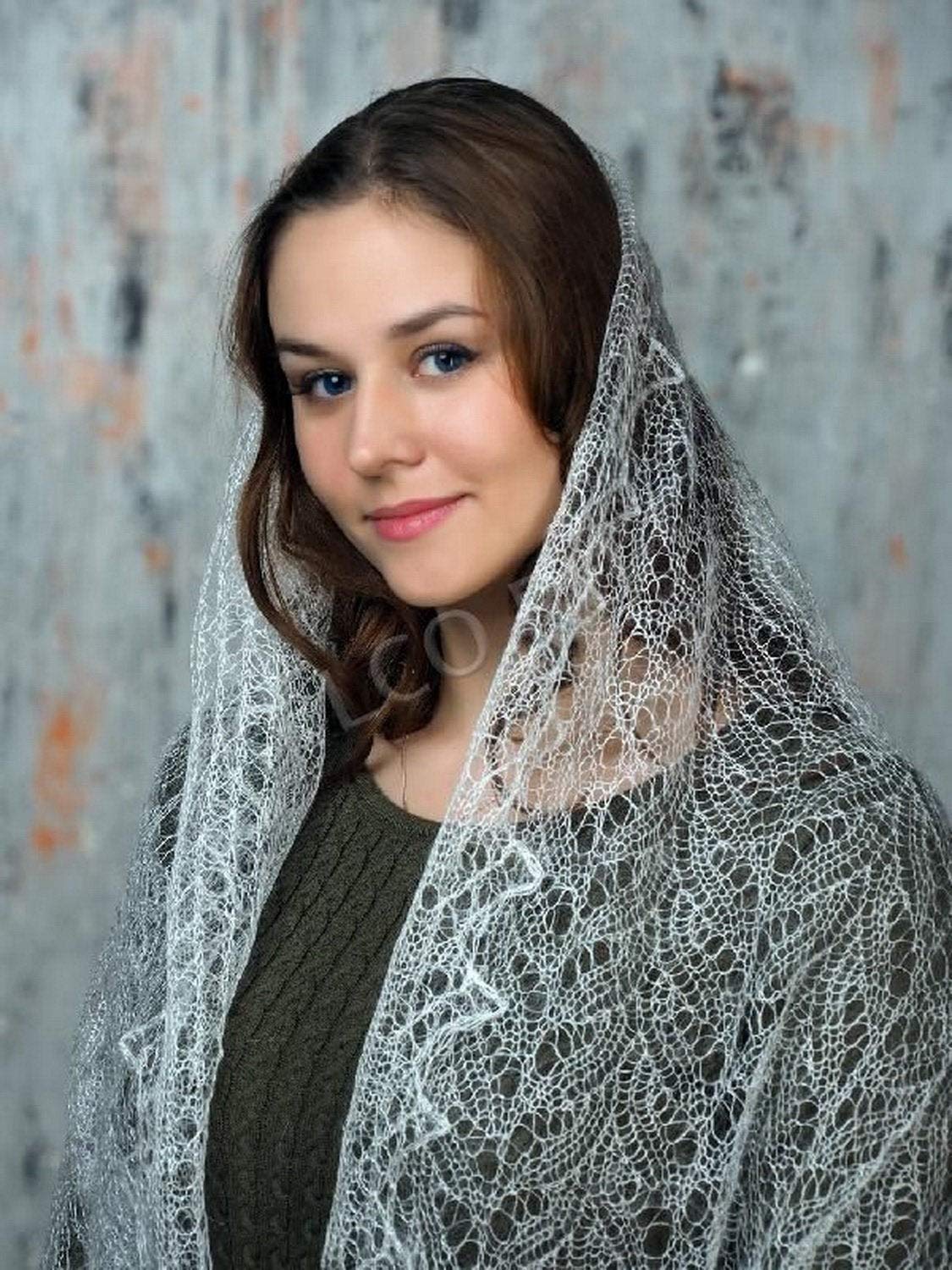 Orenburg Shawl Scarf White Wrap Lace Knitted Wool Goat Down