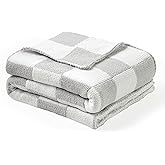 CREVENT 30"X40" Cozy Soft Warm Chenille Baby Blanket for Girls Boys, Newborn Essentials for Infant, Baby Shower Receiving Gift - Checked Grey 75X100cm