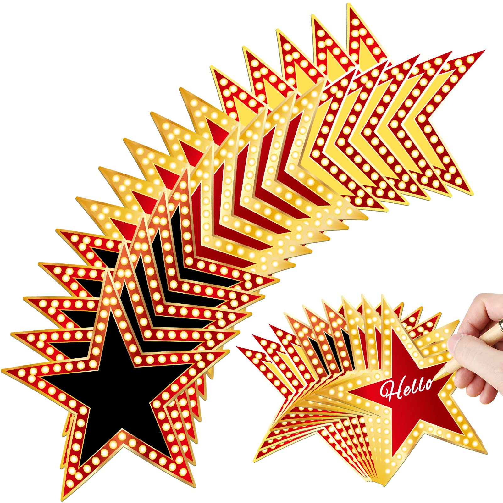 Photo 1 of Geosar 150 Pcs Movie Star Cardboard Red Carpet Awards Night Cutouts Confetti Cutouts for Bulletin Board Movie Party Decoration Supply Wall (6 Inch)