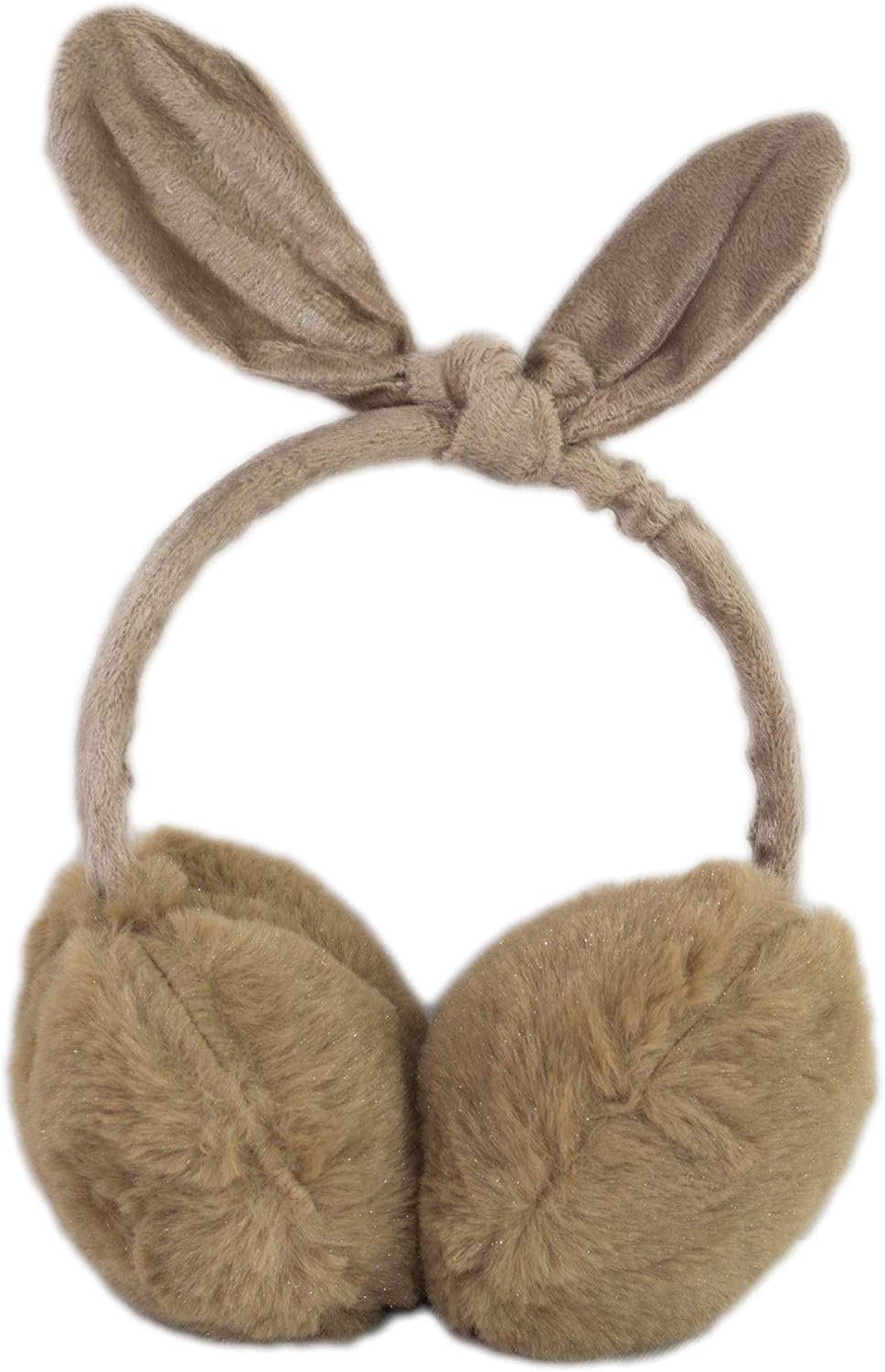 Winter Faux Fur Bunny Earmuffs, Adjustable Fuzzy Earmuff Headband with Bowtie (Brown) Amazon.ca