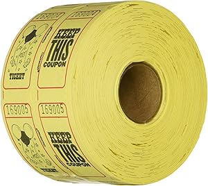 amscan Fun Multi-Purpose Ticket Roll (500 pieces) | Game Collection Party Accessory, One Size, Yellow