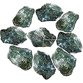 Amazing Gemstone Moss Agate Raw Crystals and Healing Stones, Natural Rocks for Tumbling and DIY Raw Stones and Crystals (1 lb)