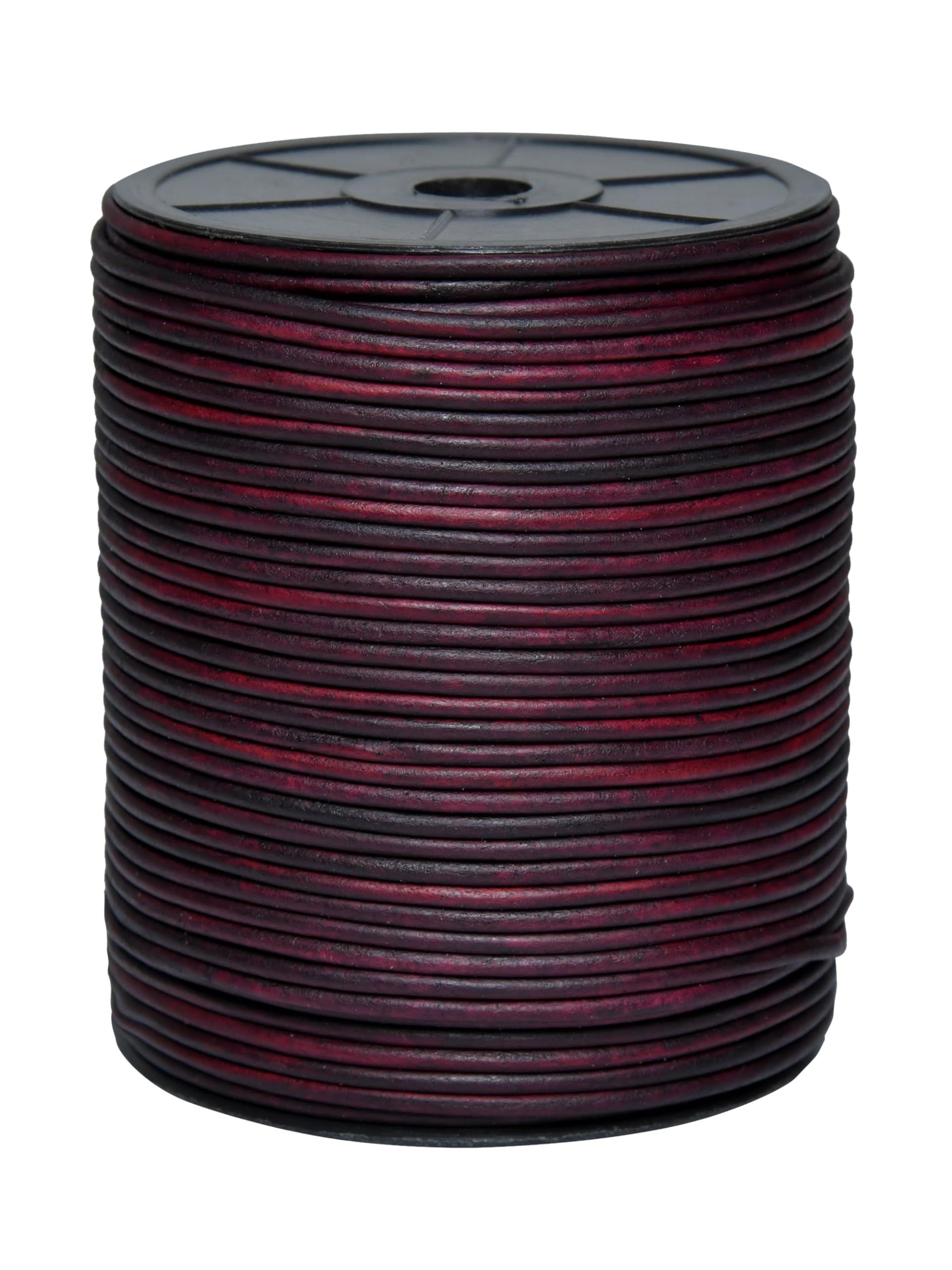 Cords Essentials Round Genuine Leather String Cord, Rope for Jewelry Making, Necklaces, Bracelets, Kumihimo Braiding, Wraps, Crafts and Hobby Projects (Distressed Tibetan Red, 3.0 MM) — image 1