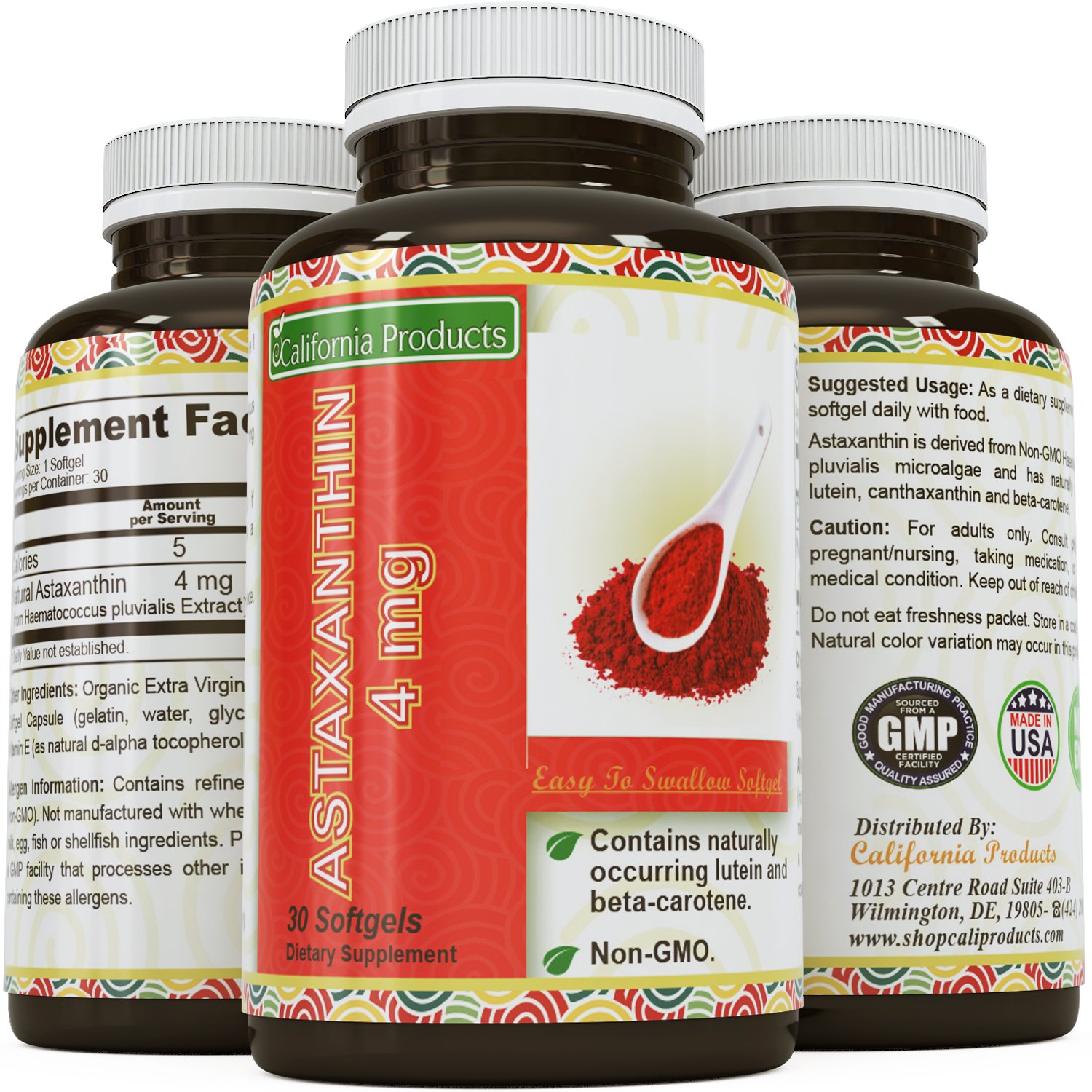 Astaxanthin 4mg Dietary Supplement for Joint Pain Relief