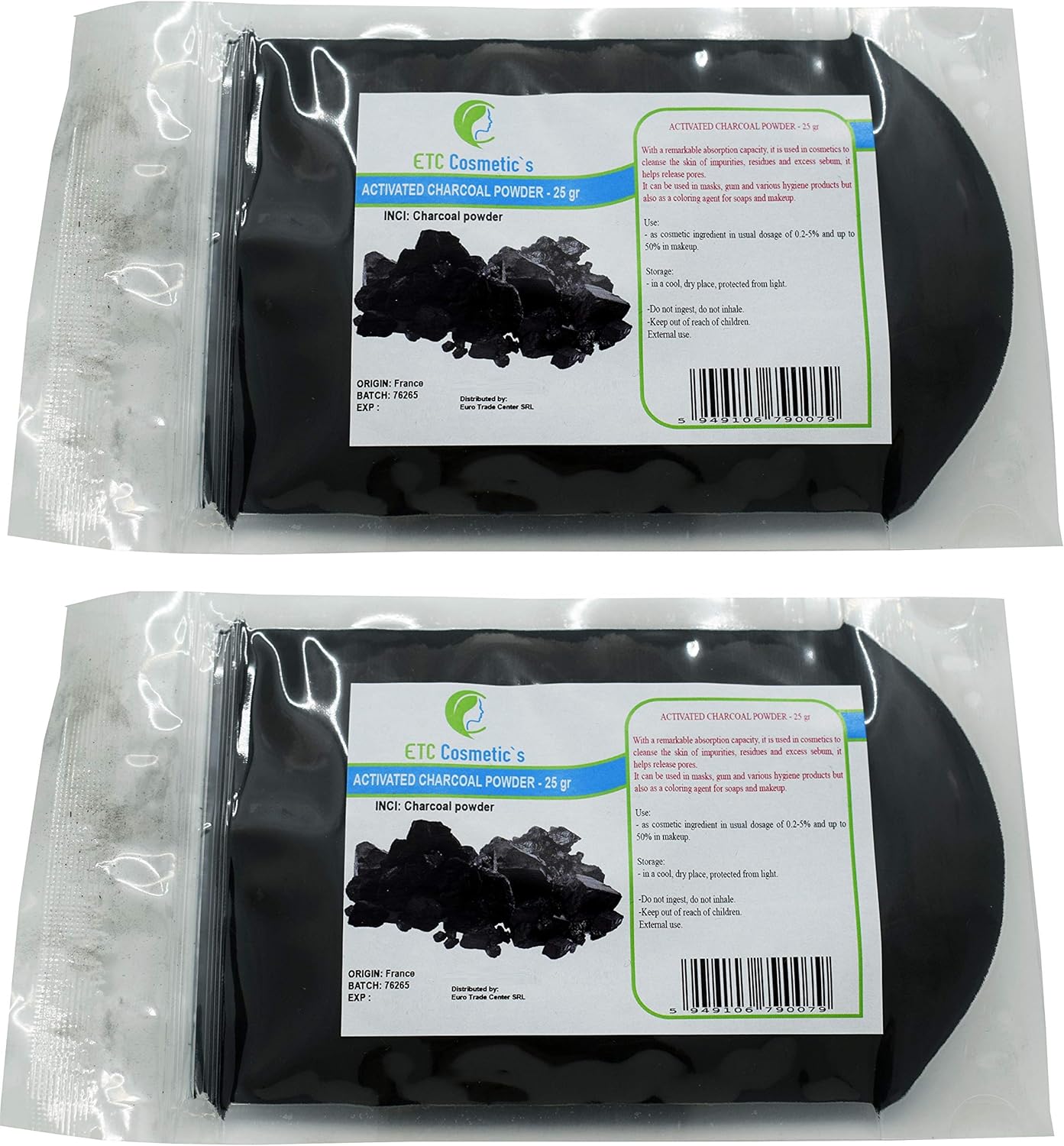 Activated Charcoal powder, 50 gr, usage in masks, body wraps, exfoliating formulations - Image 3