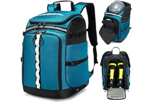 BISKLNDN Ski Boot Bag, 65L Ski Boot Travel Backpack for Ski Helmet, Goggles, Gloves, Skis, Snowboard & Accessories, Waterproof Ski Bag