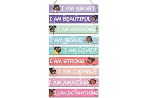 UBTKEY Black Girl Wall Art, Set of 9 Pieces Black Girl Room Decor for Girls Bedroom, Inspirational Motivational Wall Decor Hanging Plaque for Kids Teen Girls Room Bedroom Wall Decorations