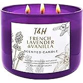 Lavender Vanilla Aromatherapy Candle 3 Wick | Scented Candles for Home | 15.8 oz Large Soy Candle | Relaxing Candles with Long Lasting Fragrance | Decorative Candle Gift for Women