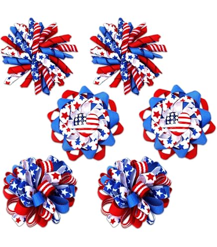 NWT ⚜️??⚜️ Social Strand Patriotic barrettes Set of 5 Stars, stripes, and TELETIES ??❤️? Get ready for  main image 2