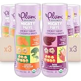 Plum Organics Mighty Puffs Two Flavor Variety Pack, 1.85 oz Canister | 6 Pack - Organic Baby Food, Ancient Grains and Chickpea Snacks