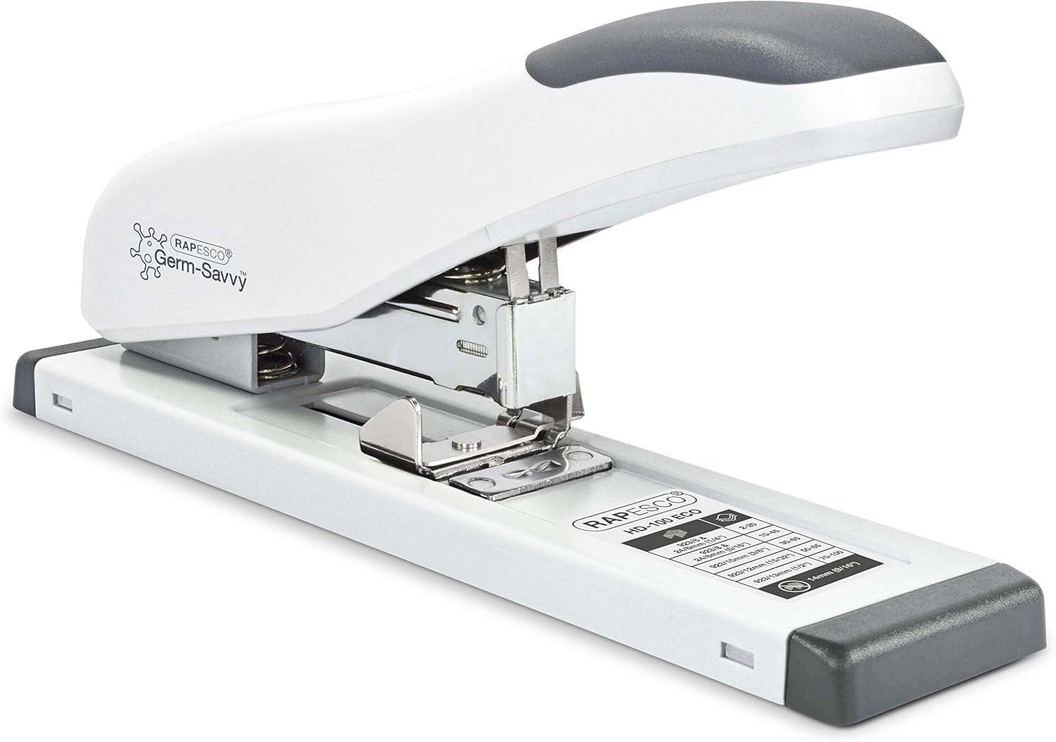 Rapesco Heavy Duty Stapler, ECO HD-100, 100 Sheet Capacity, White (1386) : Office Products