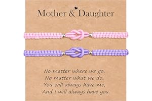 YELUWA 2 Pcs Mother Daughter Bracelet, Son Bracelet from Mom, Lovely Charm Bracelets Set for Daughter/Son from Mother Mommy a
