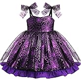 Baby Girls Halloween Party Xmas Christmas Dress Spaghetti Straps Bat Spider Web Tulle Tutu Ruffle Princess Dress