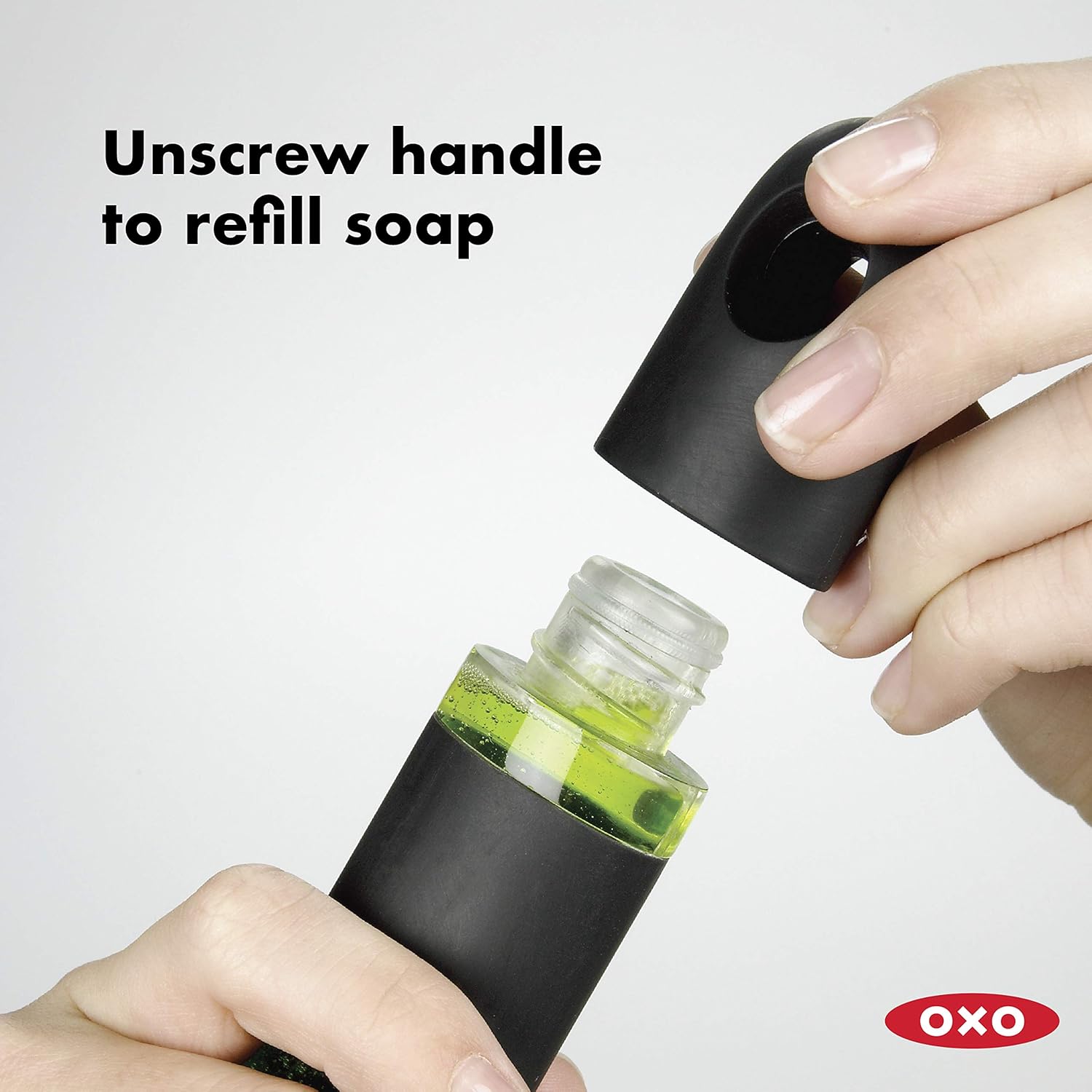 OXO Good Grips Soap Dispensing Dish Brush,Black/Clear/White,15x10x5cm: Home & Kitchen
