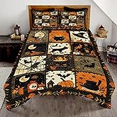 Witch Throw Quilt Set – Vintage Gothic Style Fall Bedspread for Autumn Bedroom Decor, Halloween Witch Bedding with Magical Patchwork Pattern, Soft Lightweight Quilt, Twin, Full, Queen Sizes (Color 5)