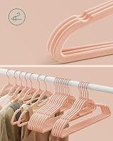 SONGMICS Velvet Hangers Set of 50 Rose Gold Hooks 0.6 cm Thick 43.5 cm view 3