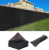 TESIN Privacy Screen Fence 6.5x50 ft Black Outdoor Privacy Screen with Cable view 1