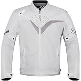 RKV86 Motorcycle Jacket for Men with CE Armored Mesh Riding Jacket Breathable Motorbike Jacket Hi-viz Adventure Motorcycle Jacket (White-Grey XL)