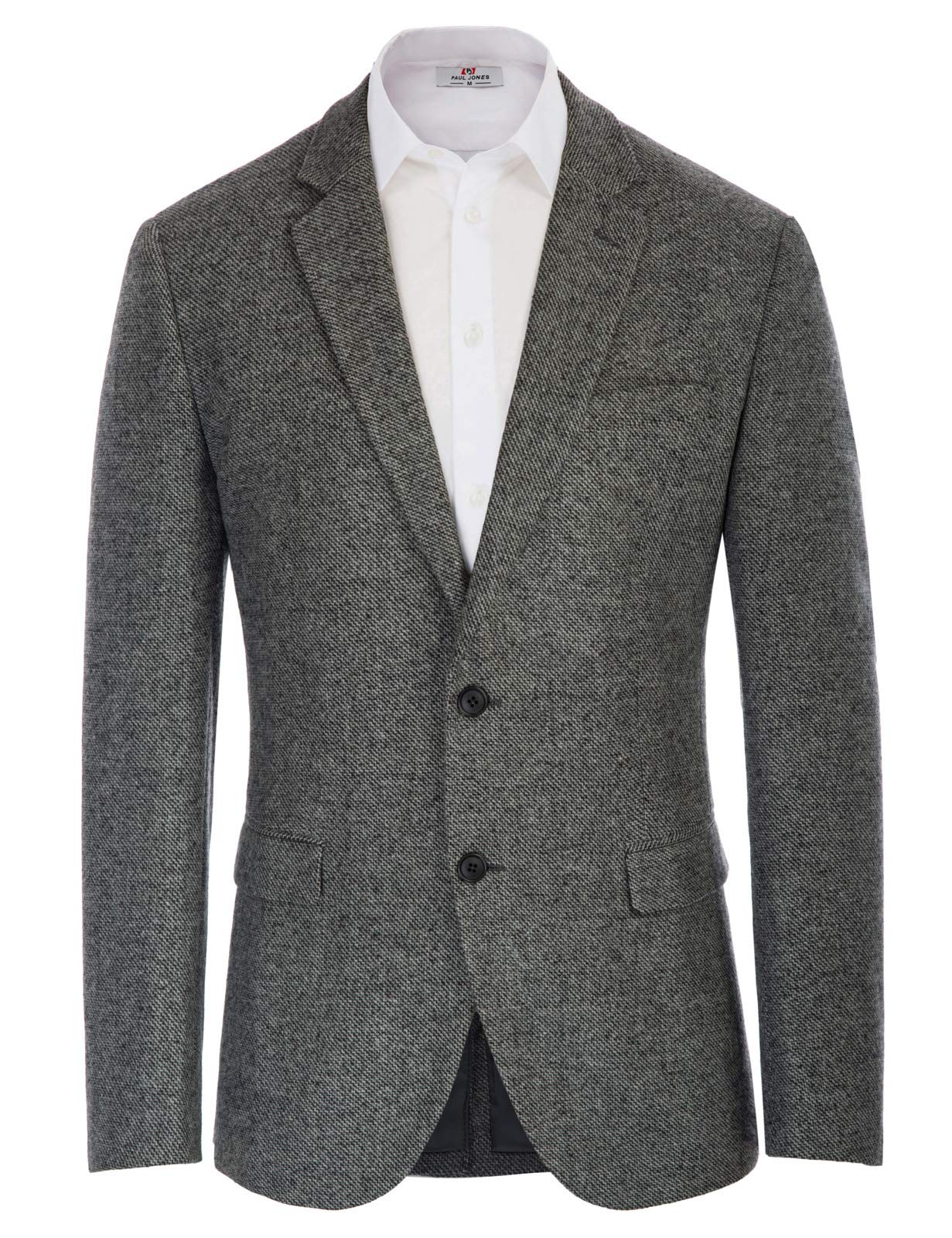 Photo 1 of Mens Wool Blend Blazer Flat Collar 2 Button Houndstooth Blazer Suit Gray, M