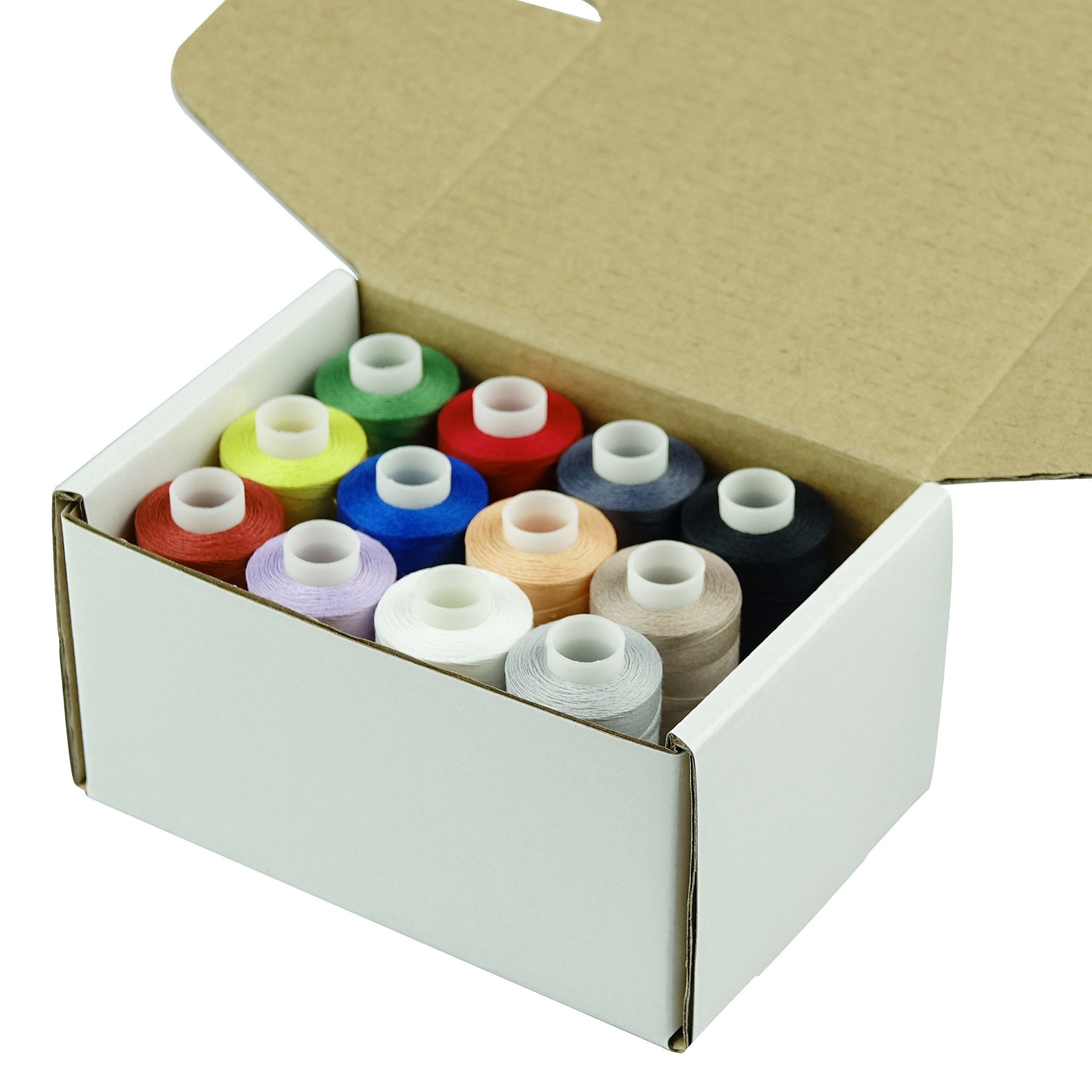 Simthread 12 Multi Colors 100% Cotton Sewing Thread 50s/3 Thread for Quilting etc - 550 Yards Each 12C02