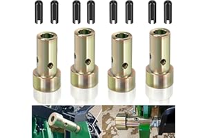 VONLX Cat 1 Quick Hitch Adapter Bushings Set 4 Sleeves & 8 Lynch Pins Compatible with Category 1 Tractors Heavy-Duty Zinc-Plated Steel for 3-Point Quick Hitch Systems