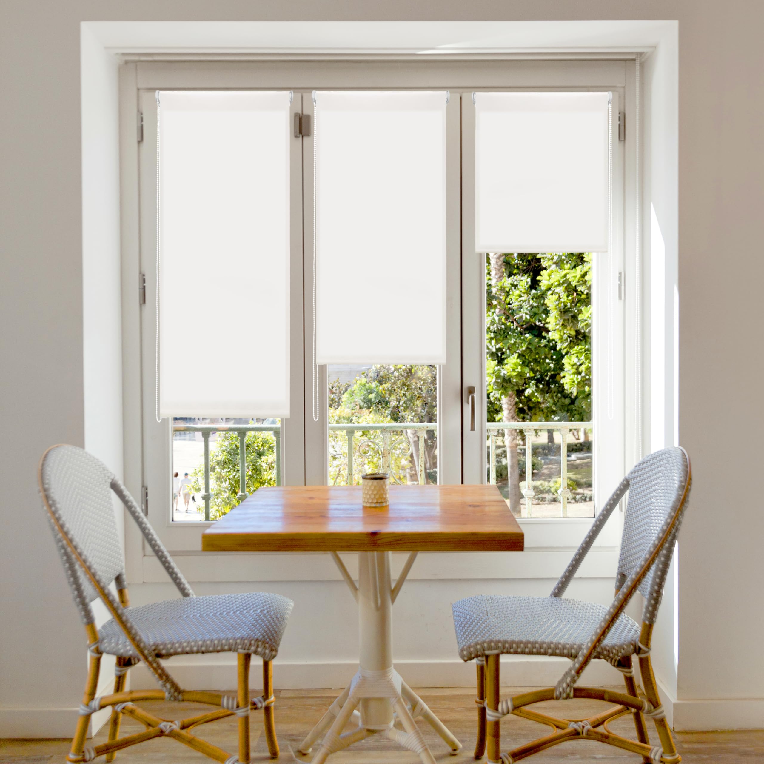 Blindecor Plain - Aure “No Tools Required”. Translucent Roller Blind, Off-White, 107x180 cm (width x height)