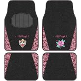 ED HARDY Tiger Print Car Floor Mats, Carpet Floor Mats with Pink Leoprad Design, Automotive Car Mats with Built-in Heel Pad & Anti-Slip Backing, Fits Most Cars, SUVs & Trucks, Durable & Odorless