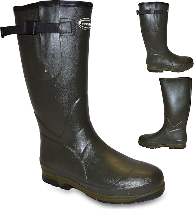 Country Club Mens Buckle Military Army Green Wellies Rain Wellington