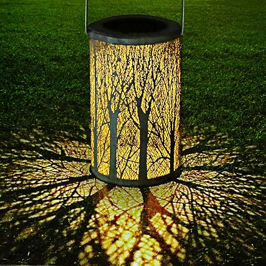 Yokunat LED Solar Laterne für draußen, Solar Garten Hängende Laterne zylinderförmige Nachtlicht Wasserdicht IP44 mit Lichtemp