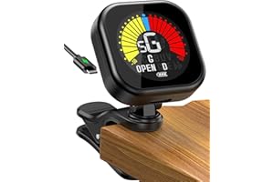 New Bee Guitar Tuner Clip-On Rechargeable with Color Screen 360° Rotatable Acoustic Chromatic Open Tuning for Guitar, Bass, U