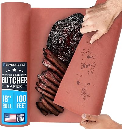 Bryco Goods Pink Kraft Butcher Paper Roll 18" x 100ft Food Grade Peach for