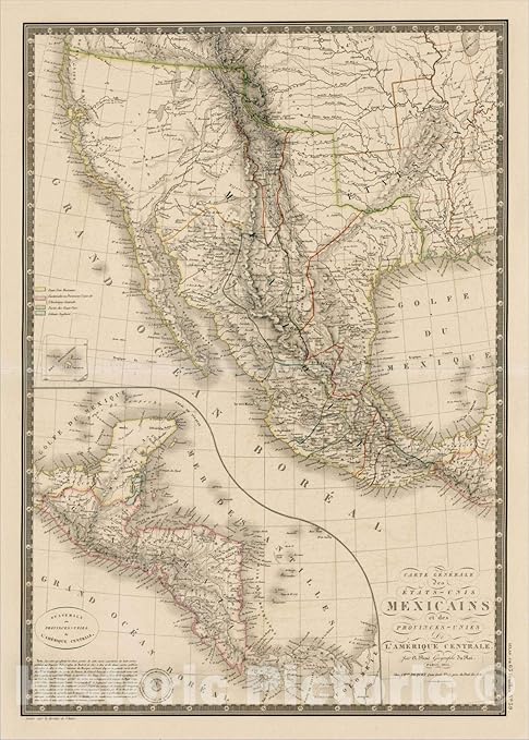 Amazon Com Historic Map Carte Generale Des Etats Unis Mexicains Et Des Provinces Unies De L Amerique Centrale 1825 1825 Vintage Wall Art 44in X 62in Posters Prints