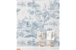 CiCiwind Peel and Stick Wallpaper Blue and White Wallpaper Toile Removable Self-Adhesive Wall Paper for Bedroom Bathroom Vintage Contact Paper for Walls Covering 16In×78.7In