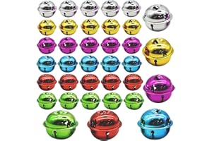 Pinenjoy 30Pcs 1inch Dazzling Jingle Bell Colorful Craft Bells Metal Round Bell for Pet Collar Christmas Tree Wedding Wreath Party House Ornament
