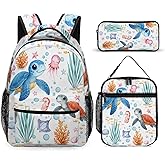 DOYULIK Turtle Backpack Set for Kids,School Bookbag with Lunch Box and Pencil Pouch Bag