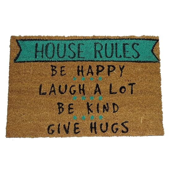 koko doormats Fußmatten - Originelle und lustige Fußmatte für den Hauseingang - House Rules - PVC, Kokos, 40 x 60 cm