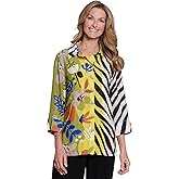 MULTIPLES Women's Turn-Up Cuff Three Quarters Sleeve Button Front Hi-Lo Shirt