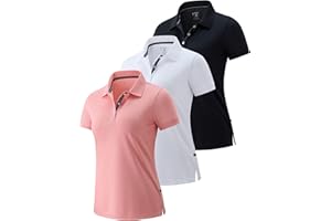 LIBERTY PRO 3 Pack Women's Athletic Dry Fit Polo Shirts, Wicking Short Sleeve Collared Golf T Shirt Tennis Tops