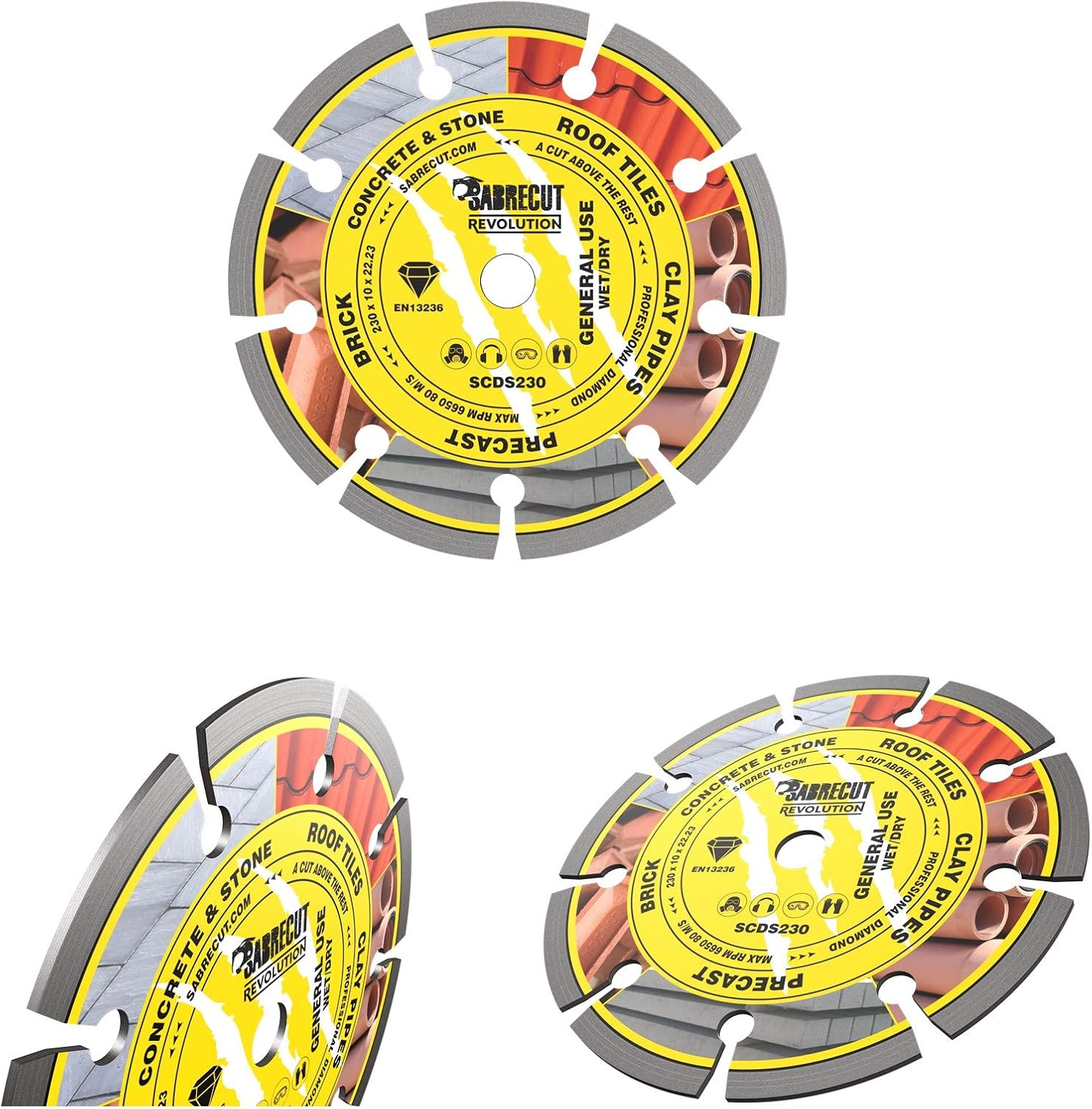 1 x SabreCut SCDS230 230mm (9 inch) x 10mm x 22.23mm Bore Segmented Angle Grinder Diamond Circular Saw Blade - Image 4