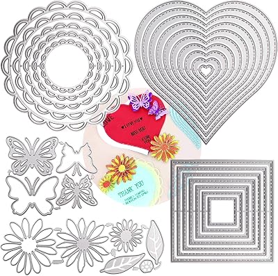 DailyTreasures 5 Set Cutting Dies Stencil 32Pcs Multi Shape Template Moulds