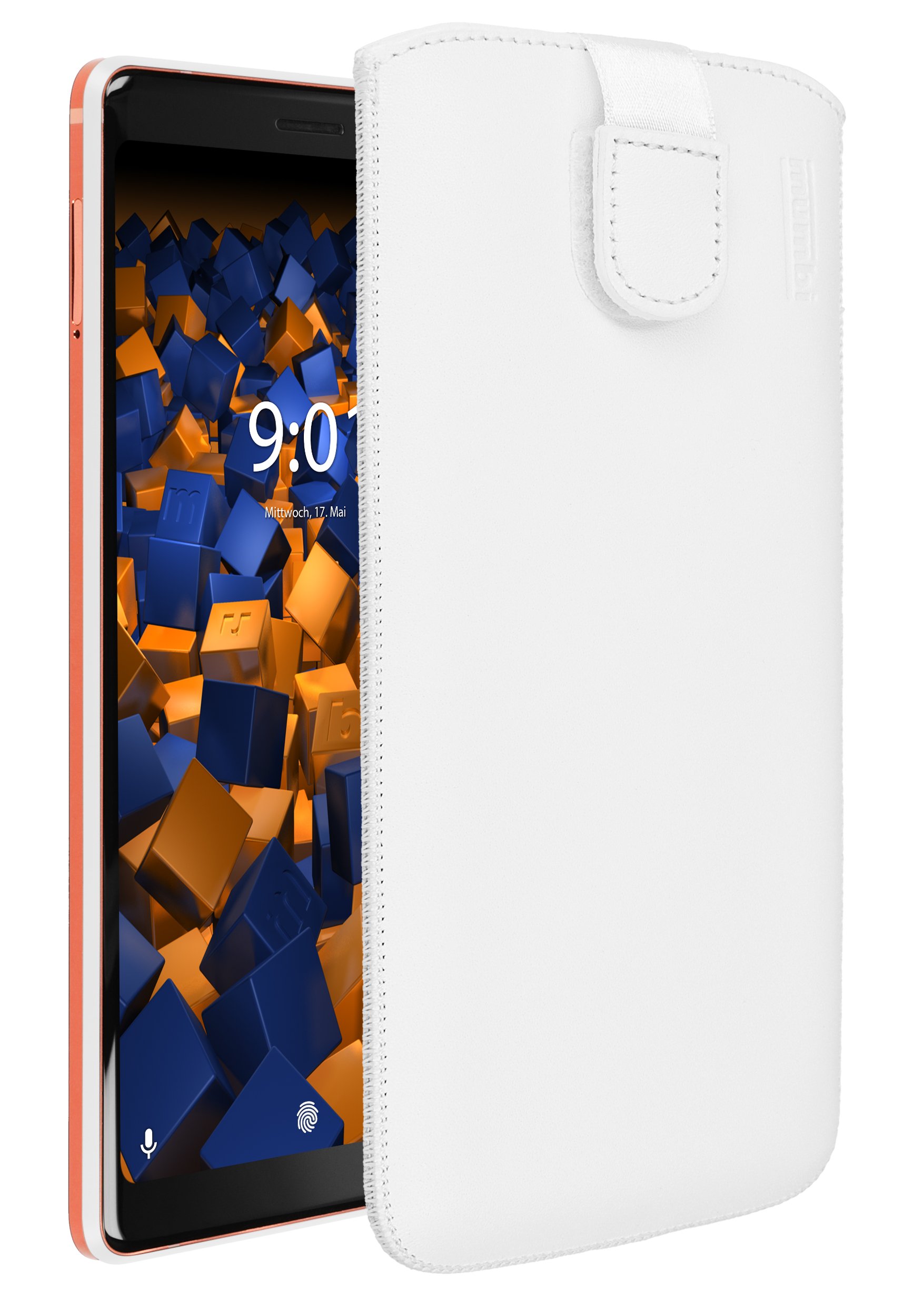 mumbi Genuine Leather Case Compatible with Nokia 7 Plus White