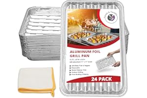 Forest & Twelfth 24-Pack Aluminum Foil Pans Disposable Aluminum Pans for Barbeque, Baking, Roasting, and Cooking, Multi-Pack Grill Pans for Outdoor Grill Complete with Bonus Absorbent Towel!