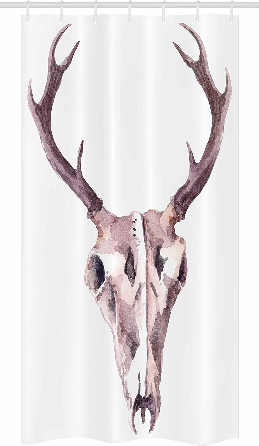 Amazon Com Lunarable Antler Stall Shower Curtain Abstract Deer Skull Watercolors Bones Skeleton Elk Stag Print Fabric Bathroom Decor Set With Hooks 36 X 72 Pink White Kitchen Dining