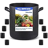 Growpropel Taller Grow Bags for Deep Root Plants, 7 Gallon 8 Pack Thickened Nonwoven Fabric Pots with Short Handles, Washable Reusable Cloth Plant Bags for Vegetables, Pond Aquatic Plants