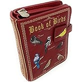 Shag Wear Book of Birds Small Women’s Wallet, Vegan Faux Leather Bifold with Card Slots, ID Window and Compact Snap Closure in Red 4.5"