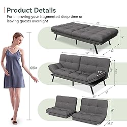 Opoiar Convertible Futon Sofa Bed,71" Memory Foam