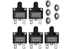 Fuzbaxy 5PCS 20Amp Circuit Breakers with Push Button Reset with Quick Connect Terminals and Waterproof Button Cap