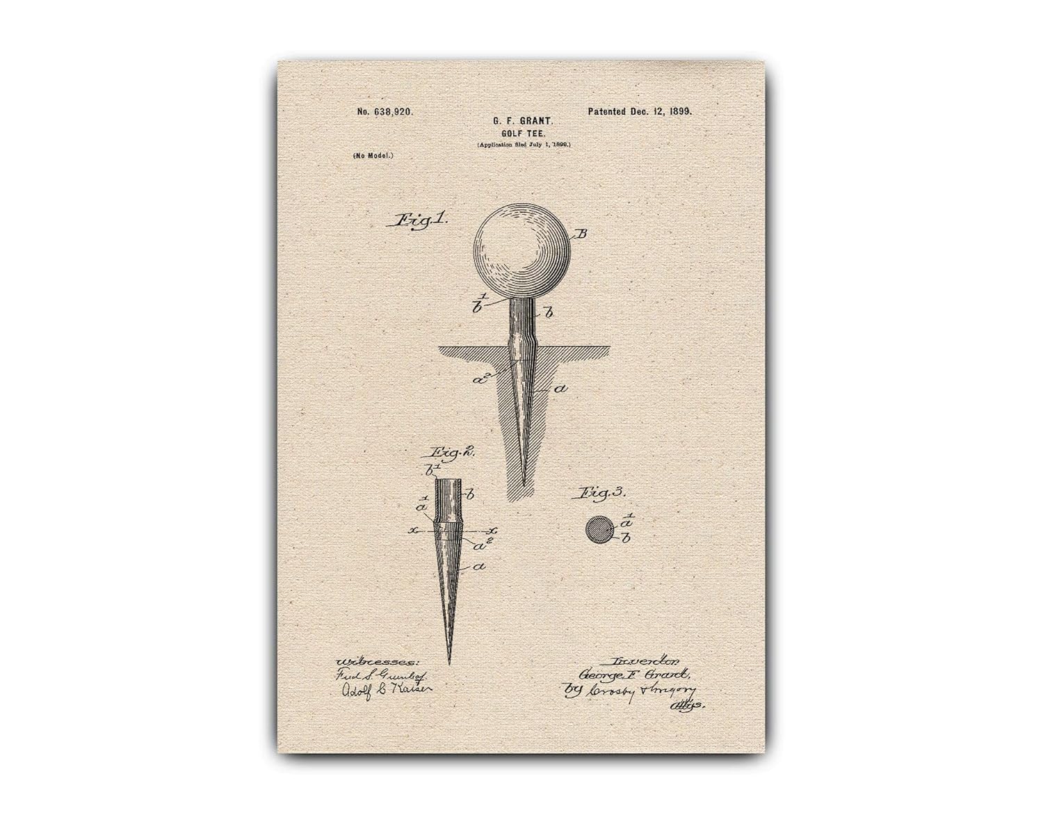 Amazon Com Golf Tee Support Drawings Patent Wall Hanging Gift