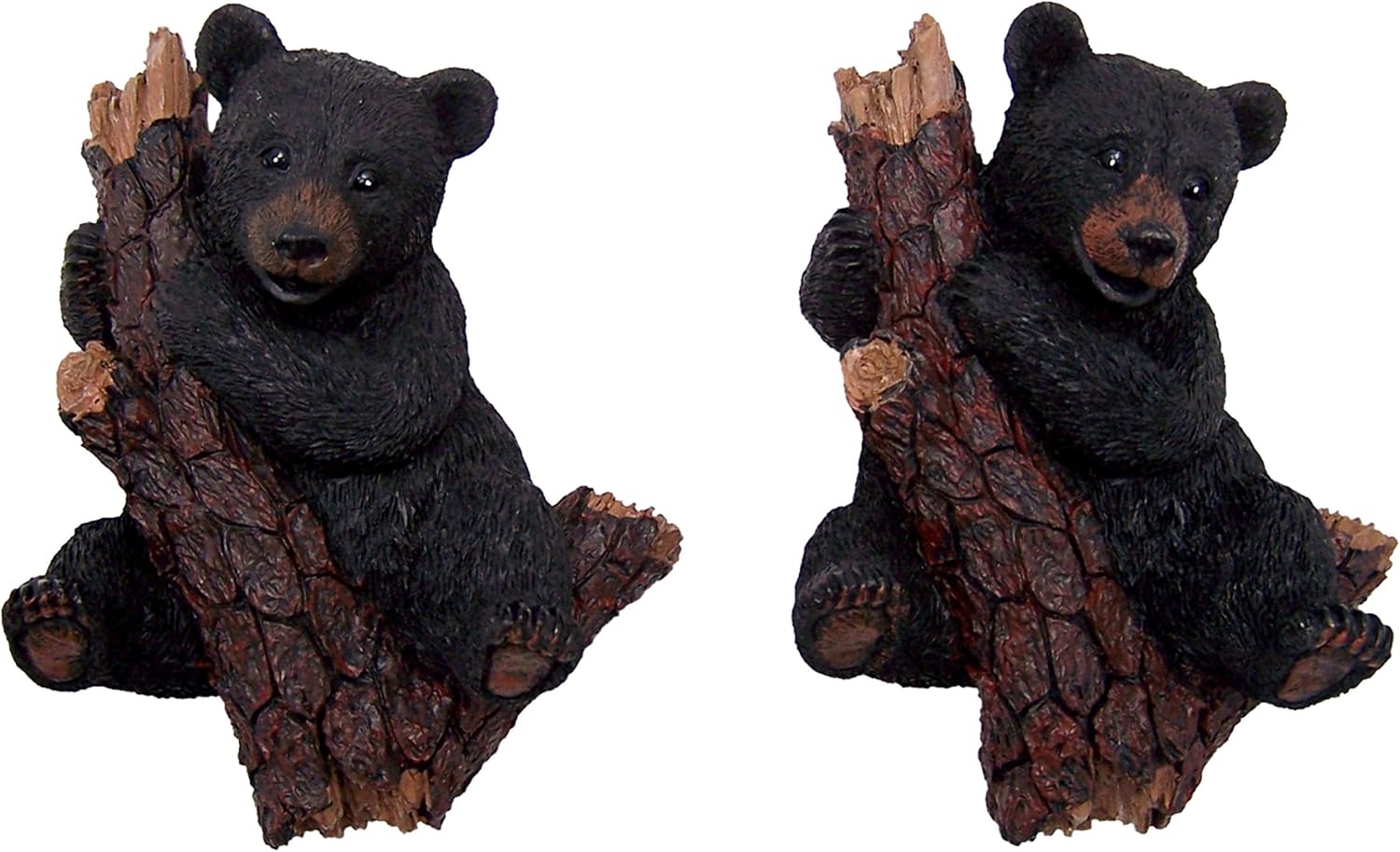 Charming Black Bear Climbing a Tree Wall Figurines, Rustic Décor, Set of 2, 5.4 Inches