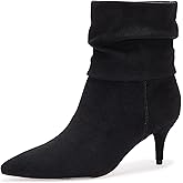CosyFever Slouch Ankle Boots for Women, Pointed Toe 2.6 Inch Mid Stiletto Heel Booties,Ruched Dress Booties for Date Night,Party & Evening Outfits